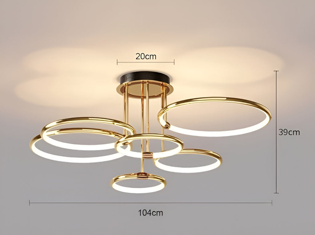 Modern Gold LED Ring Chandelier – 6-Light, Single Pack