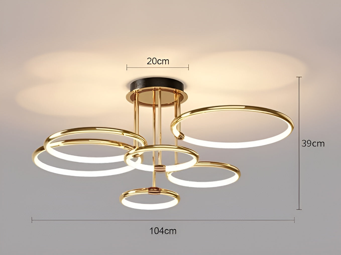 Modern Gold LED Ring Chandelier – 6-Light, Single Pack