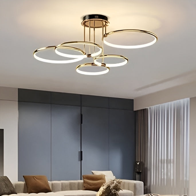 Modern Gold LED Ring Chandelier – 6-Light, Single Pack