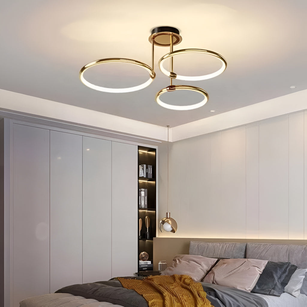 Modern Gold LED Ring Chandelier – 6-Light, Single Pack