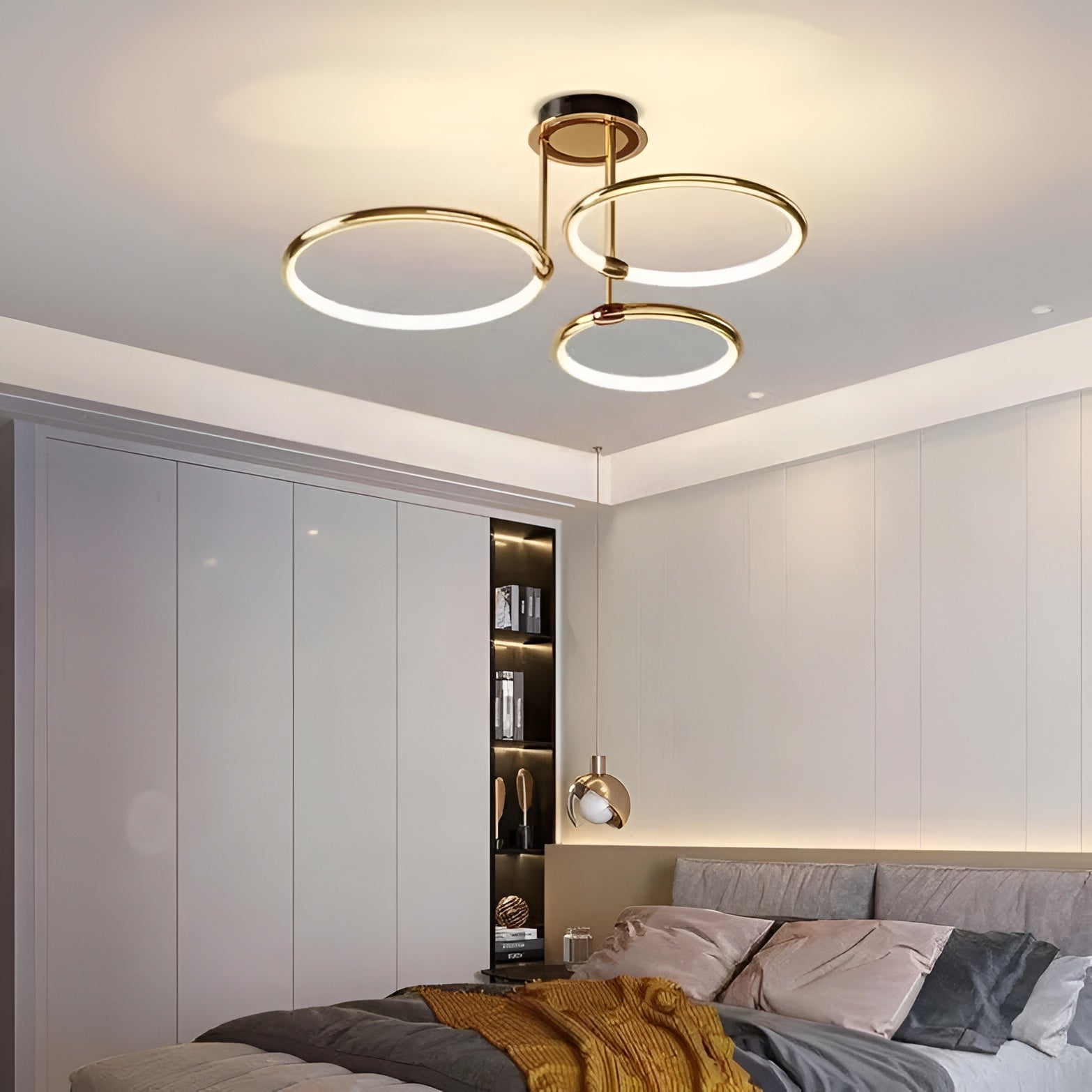 Modern Gold LED Ring Chandelier – 6-Light, Single Pack