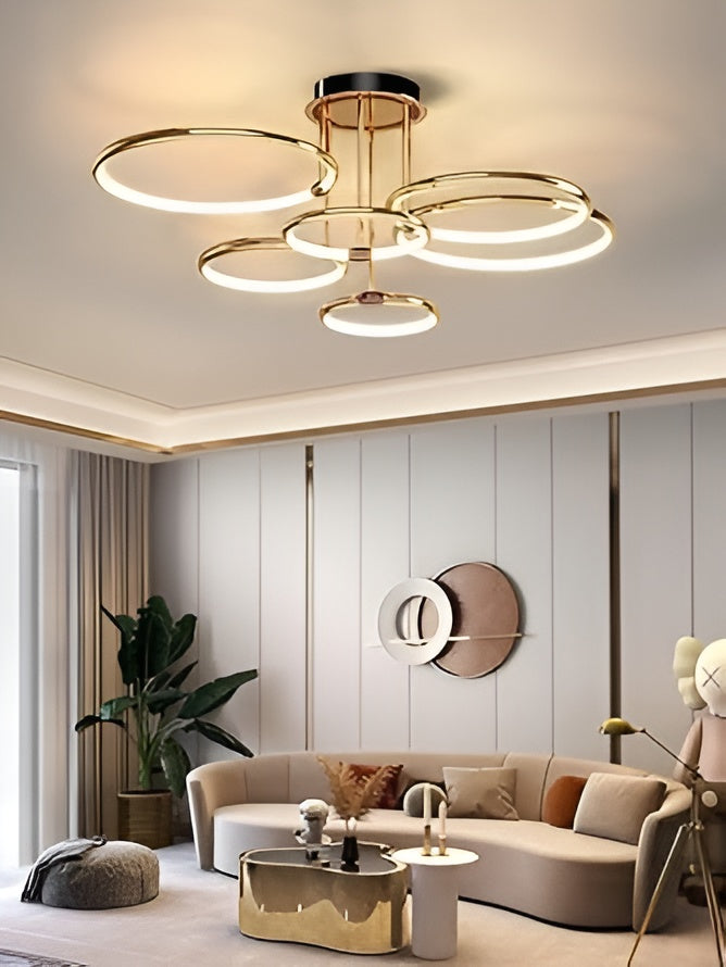 Modern Gold LED Ring Chandelier – 6-Light, Single Pack