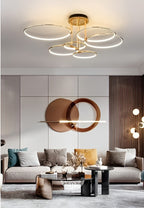 Modern Gold LED Ring Chandelier – 6-Light, Single Pack