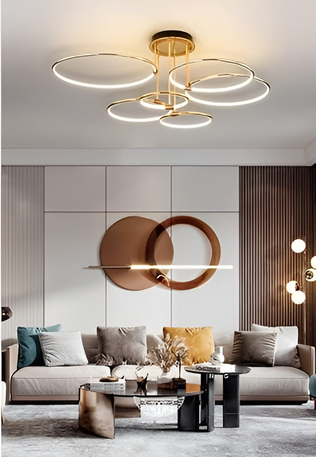 Modern Gold LED Ring Chandelier – 6-Light, Single Pack