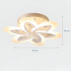 White Crystal LED Chandelier – 5-Petal, App Control, Tricolor