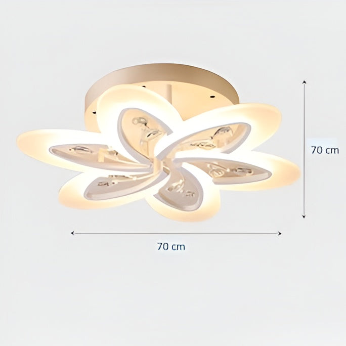 White Crystal LED Chandelier – 5-Petal, App Control, Tricolor