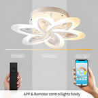 White Crystal LED Chandelier – 5-Petal, App Control, Tricolor