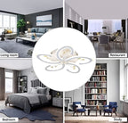 White Crystal LED Chandelier – 5-Petal, App Control, Tricolor