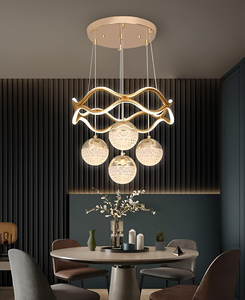 5-Light Arc Flower LED Ceiling Chandelier – 3-Color