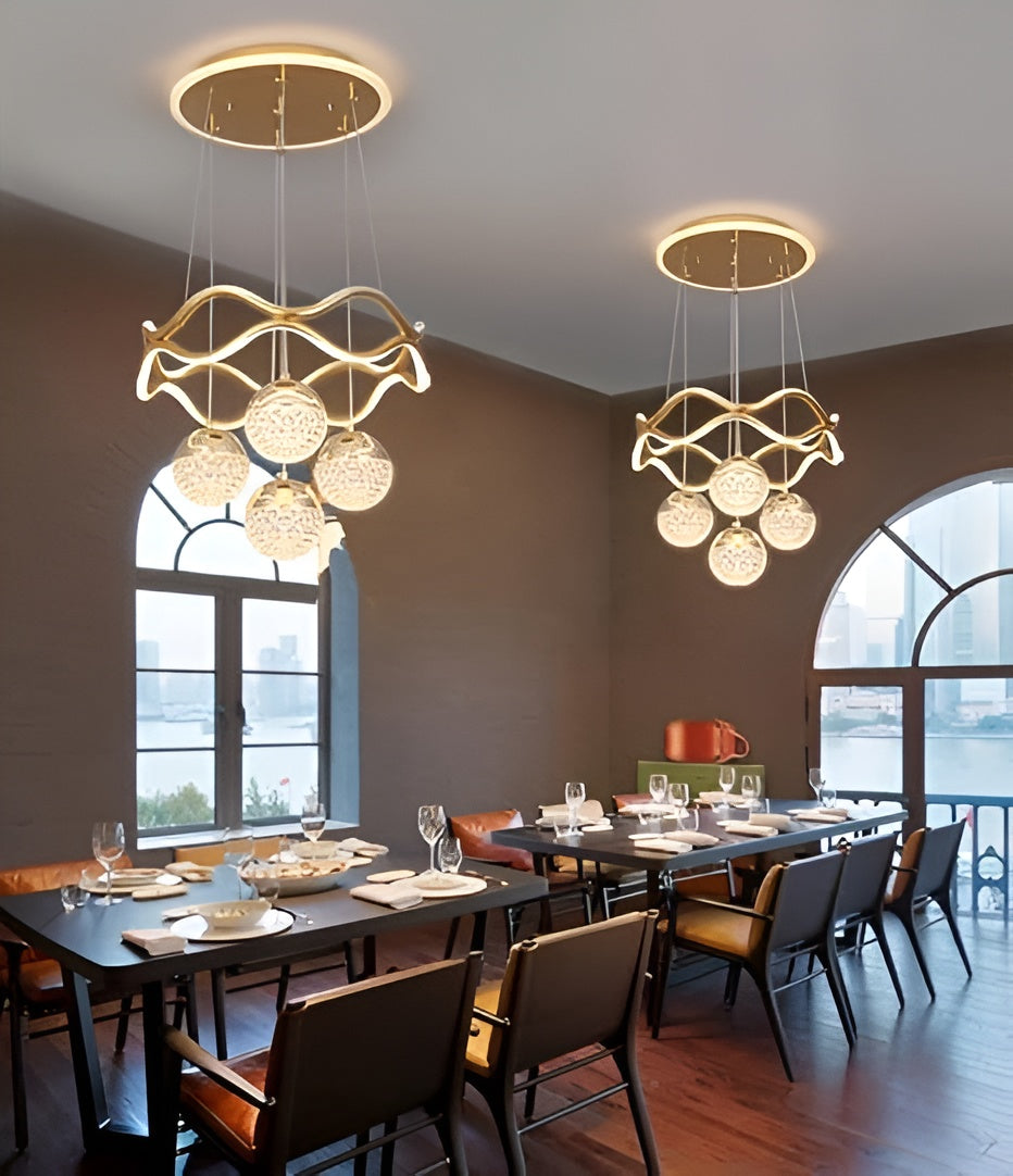 5-Light Arc Flower LED Ceiling Chandelier – 3-Color