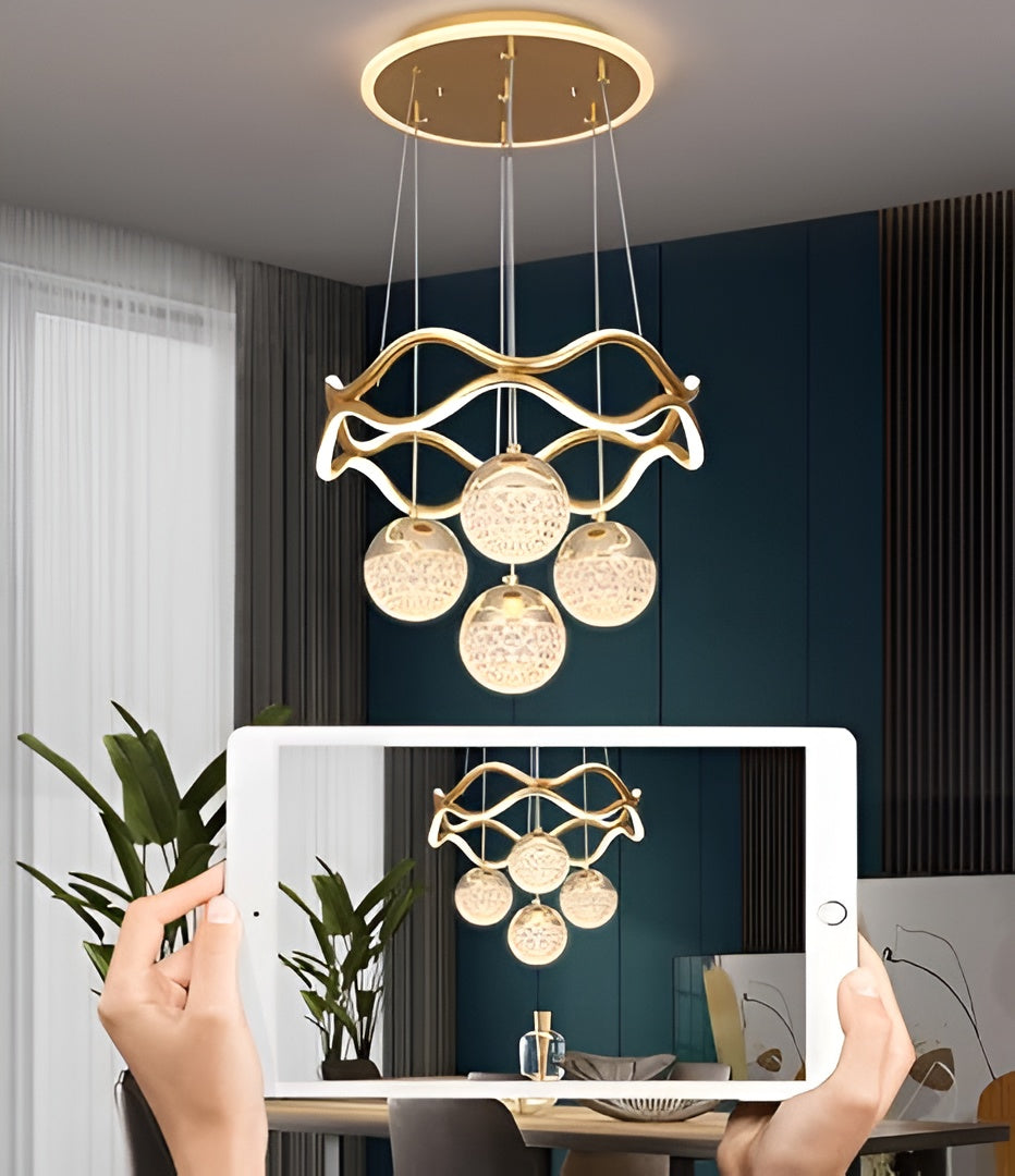 5-Light Arc Flower LED Ceiling Chandelier – 3-Color