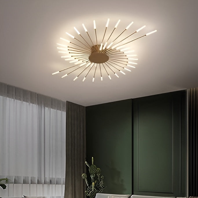 28-Light Gold Acrylic LED Ring Chandelier – Warm White