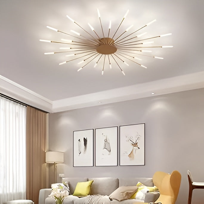 Modern 20-Light Sputnik LED Chandelier – Gold & White