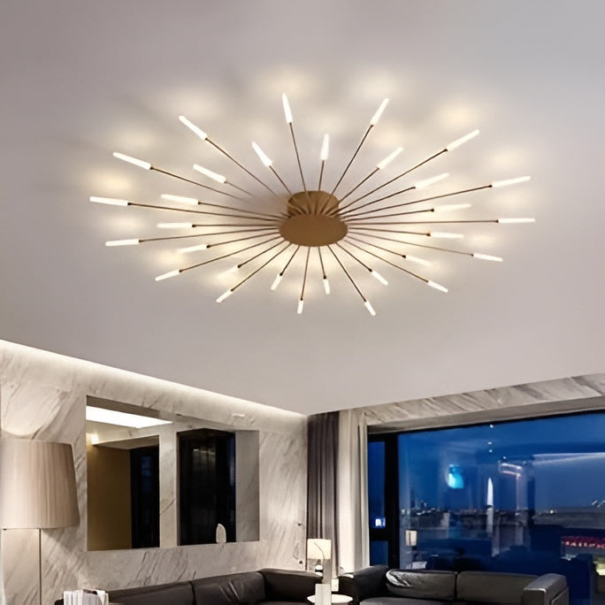 Modern 20-Light Sputnik LED Chandelier – Gold & White