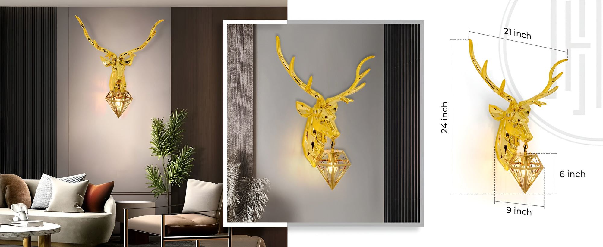 Alpha Stag Metal Wall Lamp – 12kg