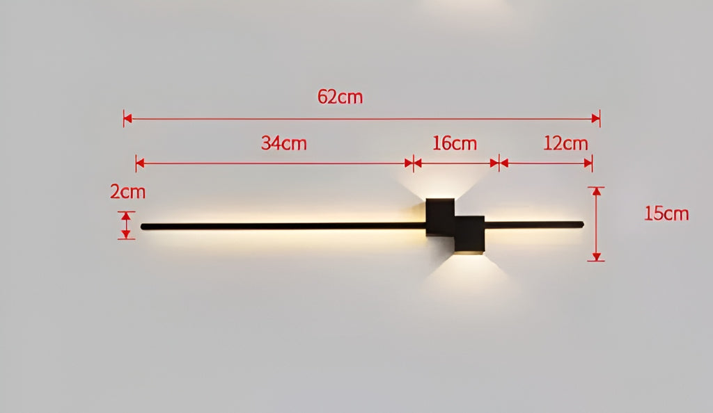 Black Linear LED Wall Light – 600mm, 3-Color