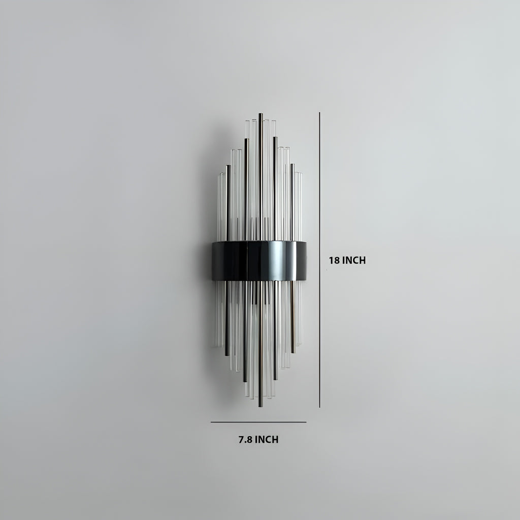 Vintage Asgard Glass Wall Sconce – Black Frame, 3000K