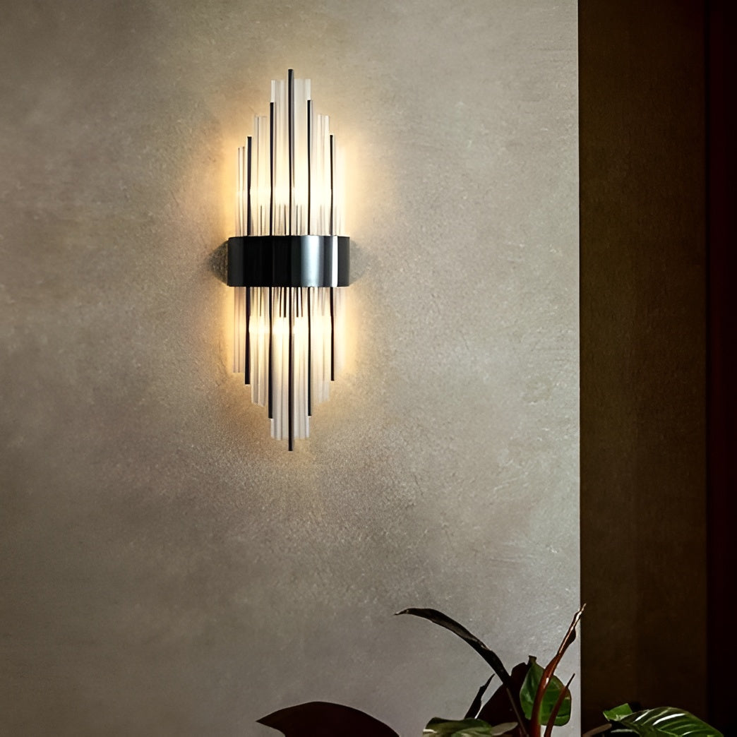 Vintage Asgard Glass Wall Sconce – Black Frame, 3000K