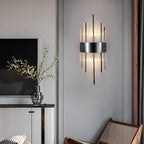 Vintage Asgard Glass Wall Sconce – Black Frame, 3000K