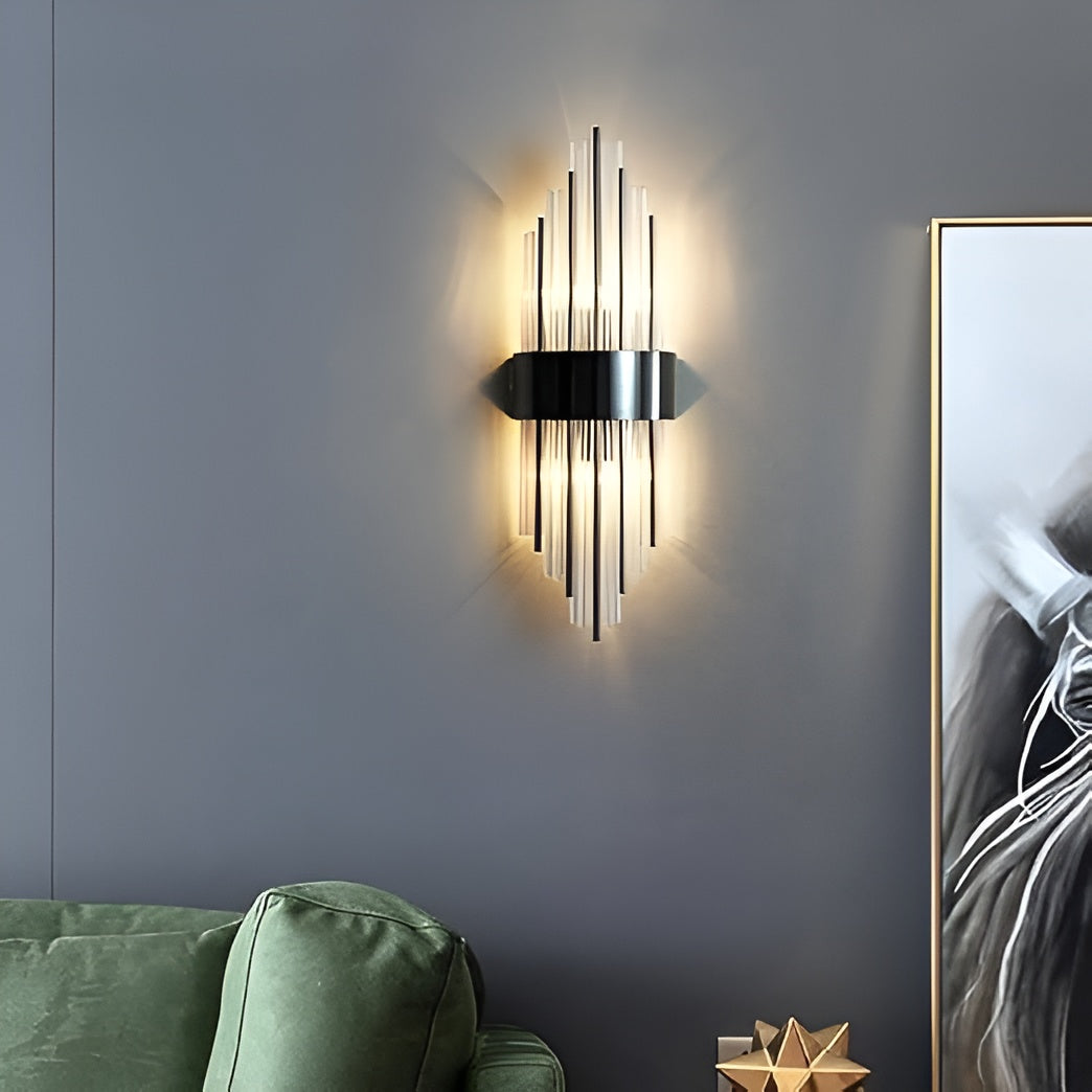Vintage Asgard Glass Wall Sconce – Black Frame, 3000K