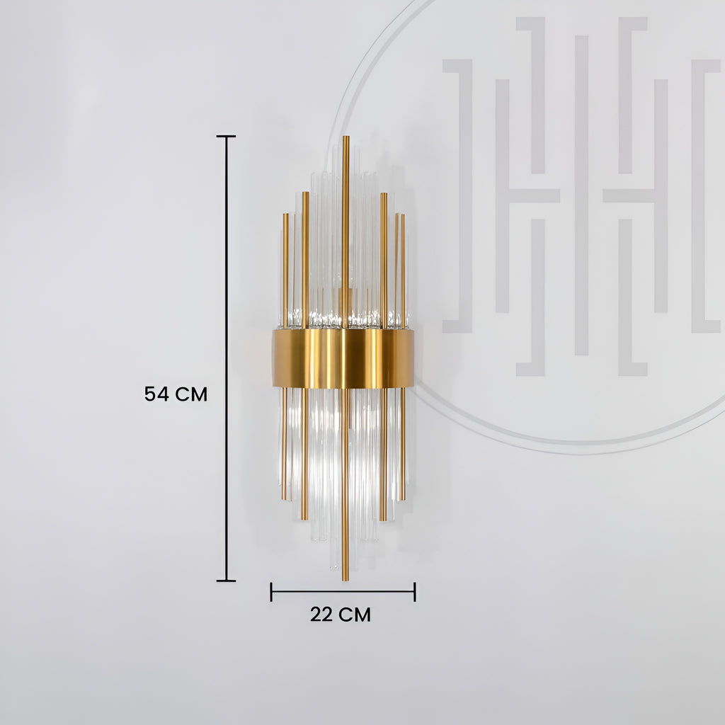 Vintage Asgard Glass Wall Sconce – Golden Frame, 3000K