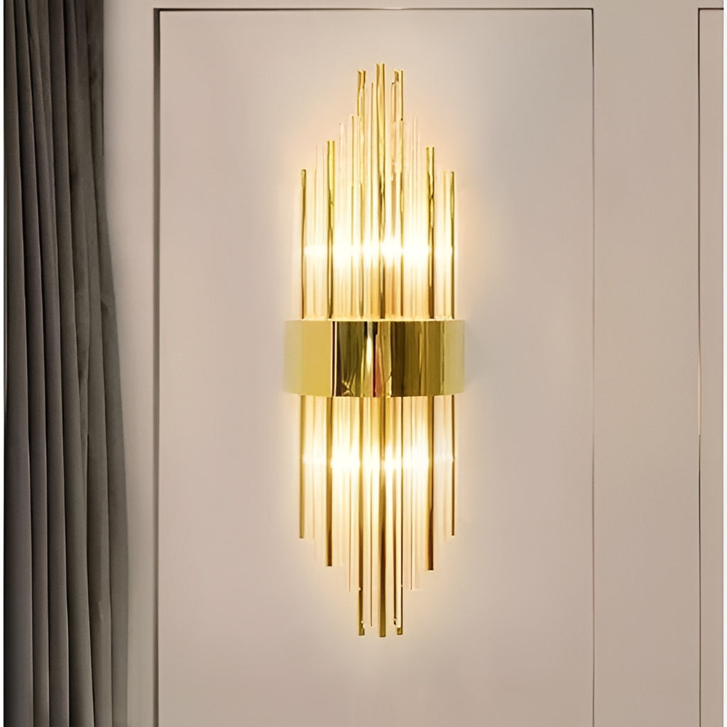 Vintage Asgard Glass Wall Sconce – Golden Frame, 3000K