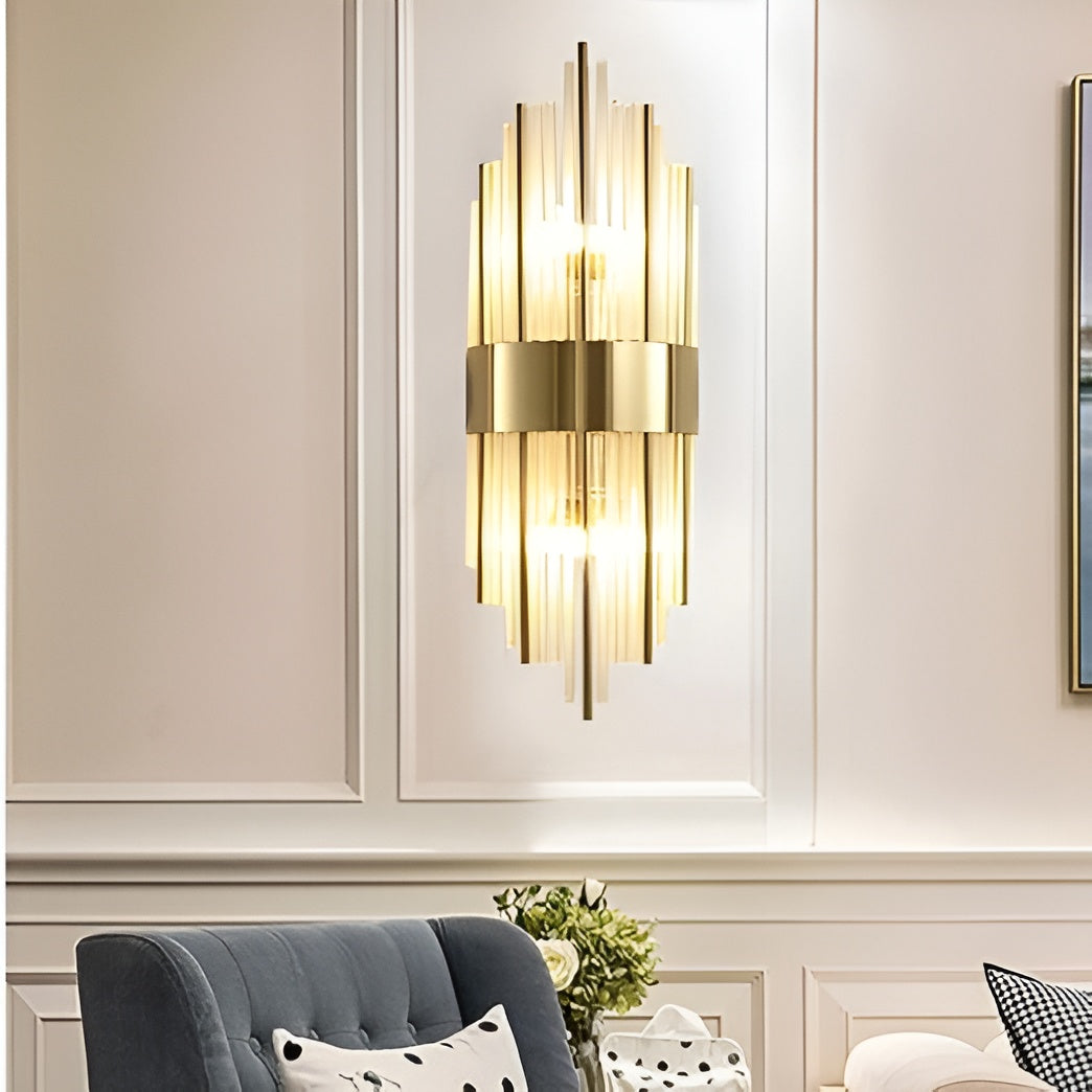 Vintage Asgard Glass Wall Sconce – Golden Frame, 3000K