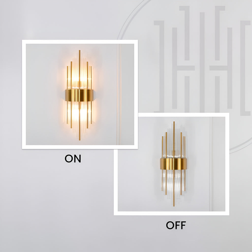 Vintage Asgard Glass Wall Sconce – Golden Frame, 3000K