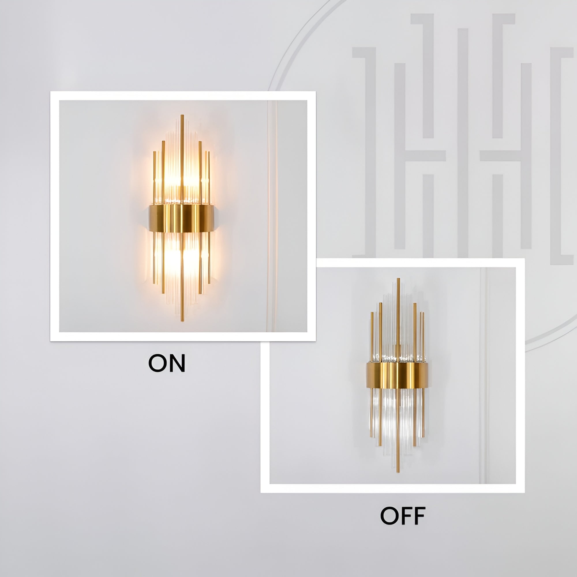 Vintage Asgard Glass Wall Sconce – Golden Frame, 3000K