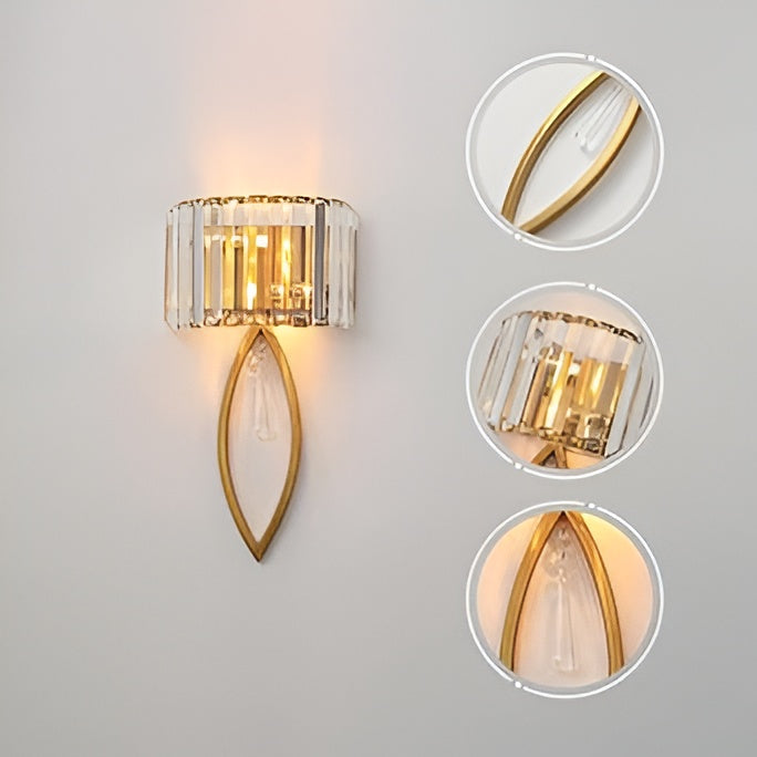 Golden Crystal Bloom Wall Light – Metal Frame