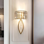 Golden Crystal Bloom Wall Light – Metal Frame