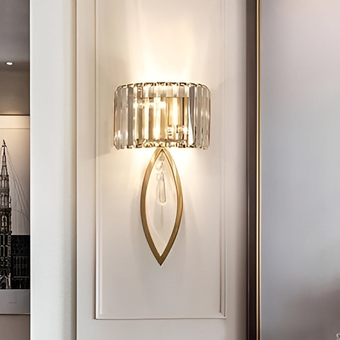 Golden Crystal Bloom Wall Light – Metal Frame