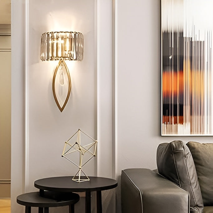 Golden Crystal Bloom Wall Light – Metal Frame