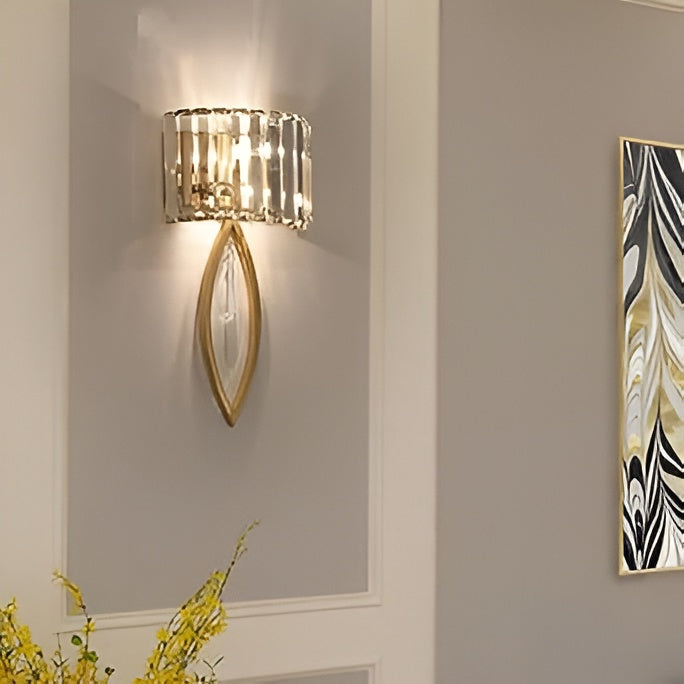 Golden Crystal Bloom Wall Light – Metal Frame