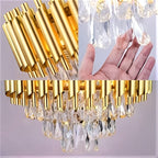 300MM Gold Crystal Chandelier – Stainless Steel Frame, 3-Color LED (12 Inch)