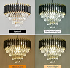600mm Round Crystal Chandelier – Black Finish, Inbuilt LED