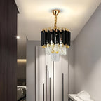 300mm Black & Gold Crystal Chandelier – 3-Color LED (12 Inch)