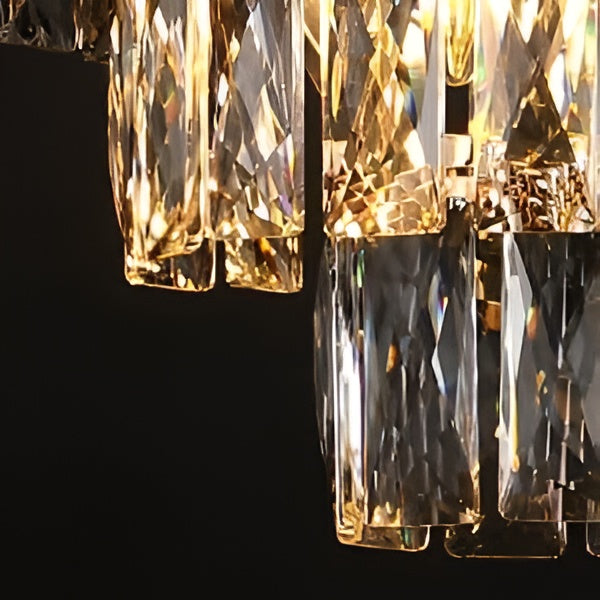 500mm Modern Square Crystal Chandelier – Black & Gold Finish