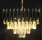 500mm Modern Square Crystal Chandelier – Black & Gold Finish