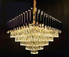 500mm Modern Square Crystal Chandelier – Black & Gold Finish