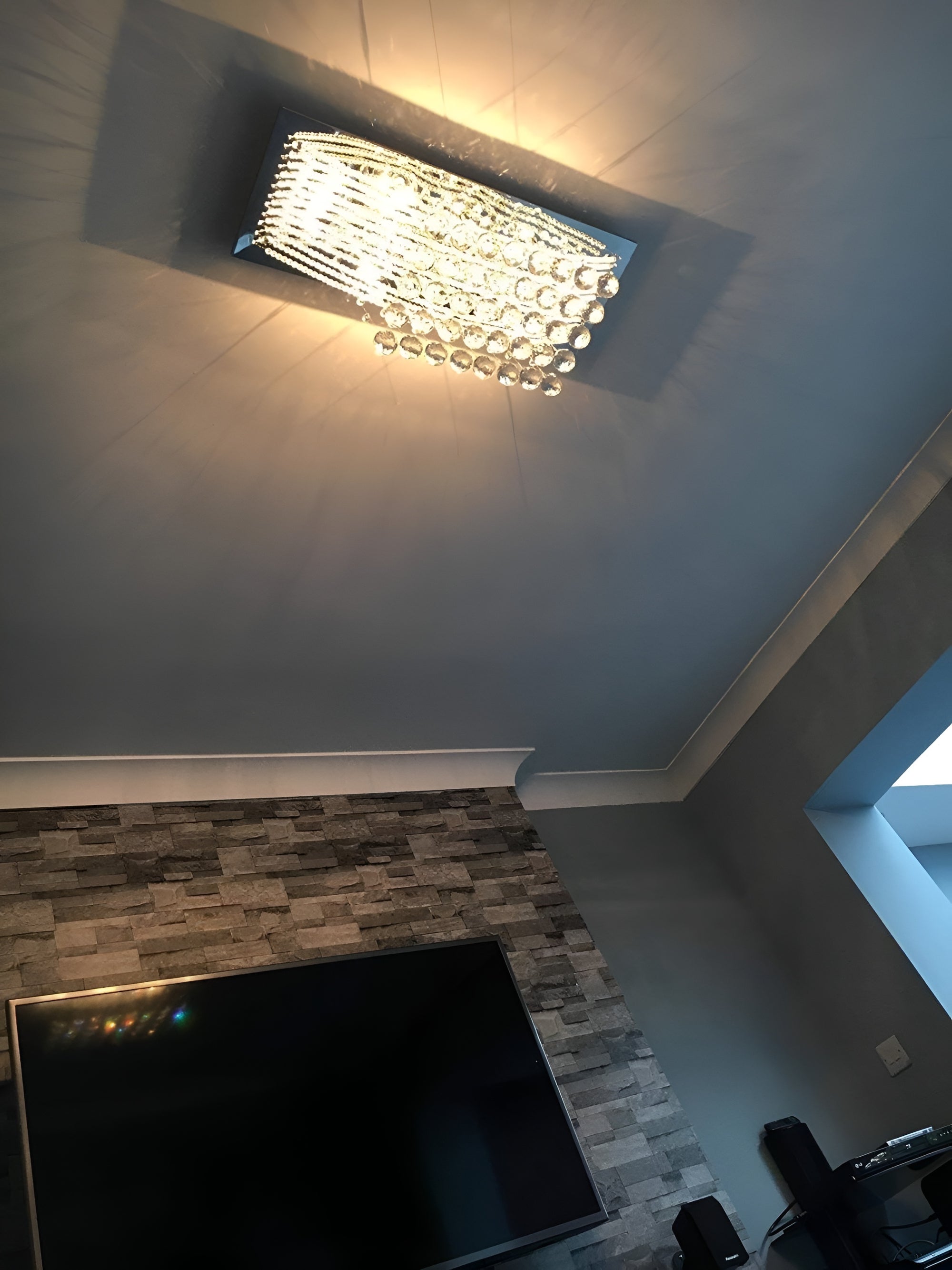 8-Light Rectangular Crystal Chandelier – 12–24 Inch