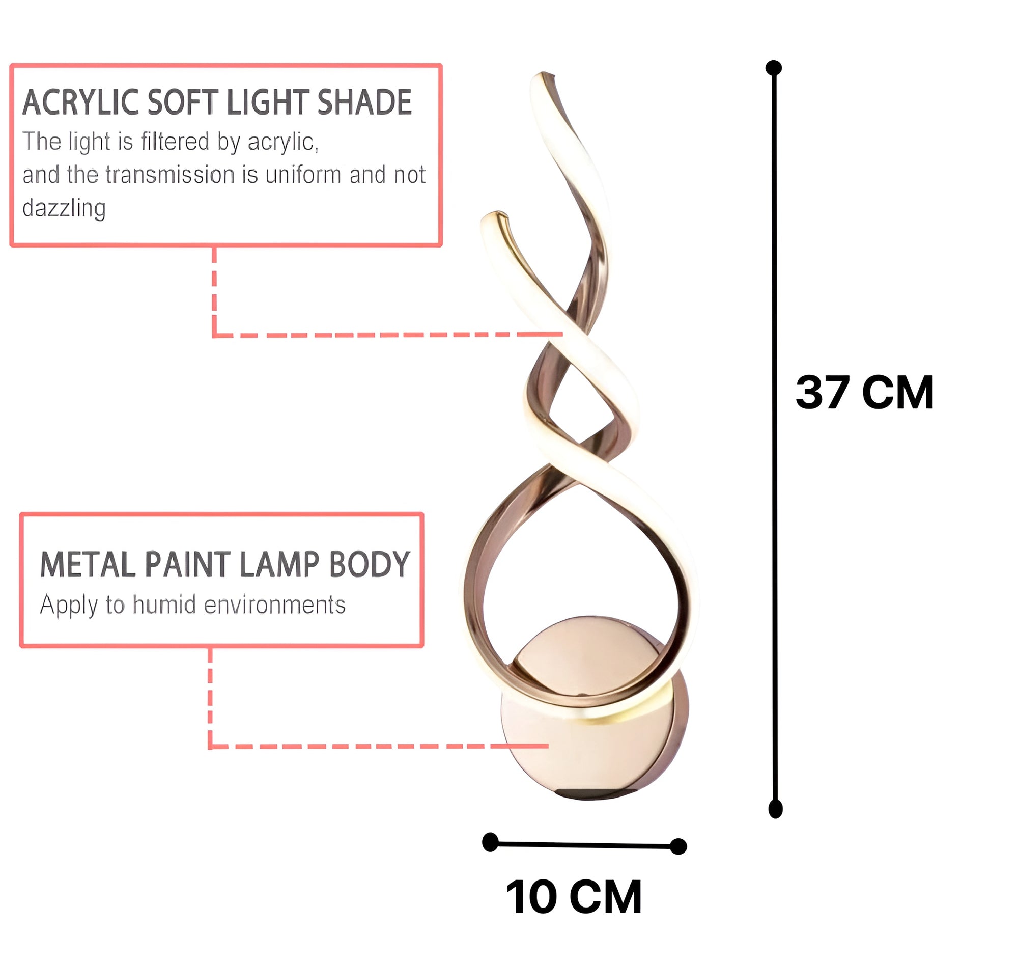 15W Modern LED Wall Sconce – Gold Spiral, 3-Color Modes