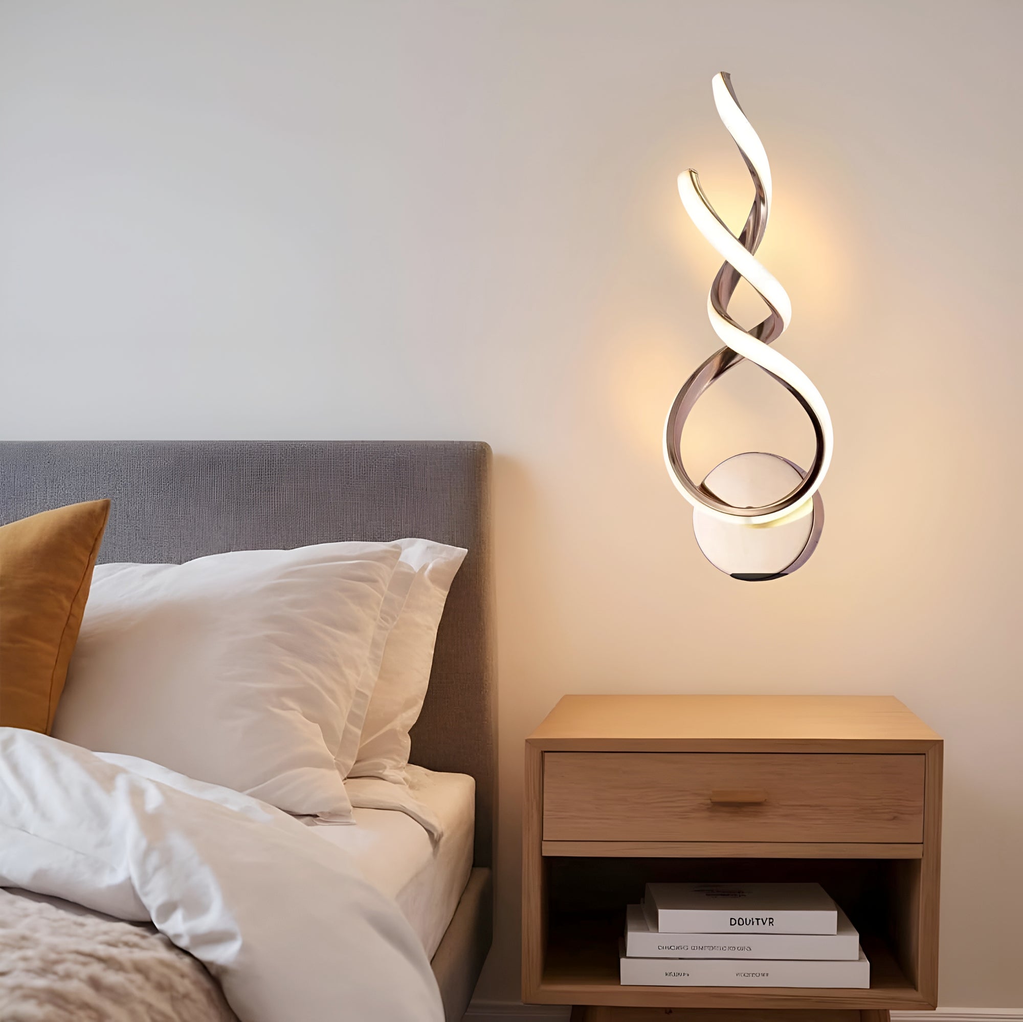 15W Modern LED Wall Sconce – Gold Spiral, 3-Color Modes