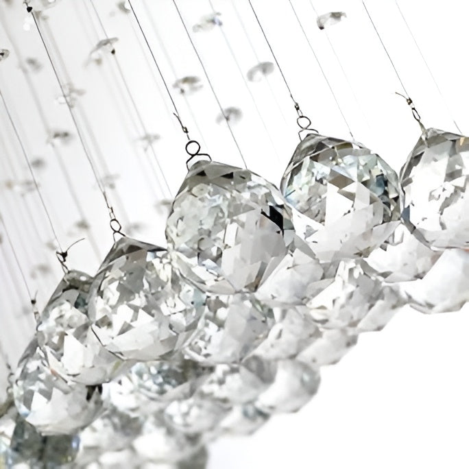 10×22 Inch Rectangular Crystal Glass Chandelier – SS Frame (D1)