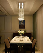 10×22 Inch Rectangular Crystal Glass Chandelier – SS Frame (D1)