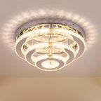 14-Inch 3-Layer Round Crystal LED Chandelier – Warm White
