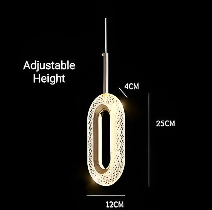Oval Crystal LED Pendant Light – Gold, 3-Color, Height Adjustable