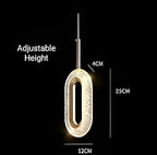 Oval Crystal LED Pendant Light – Gold, 3-Color, Height Adjustable