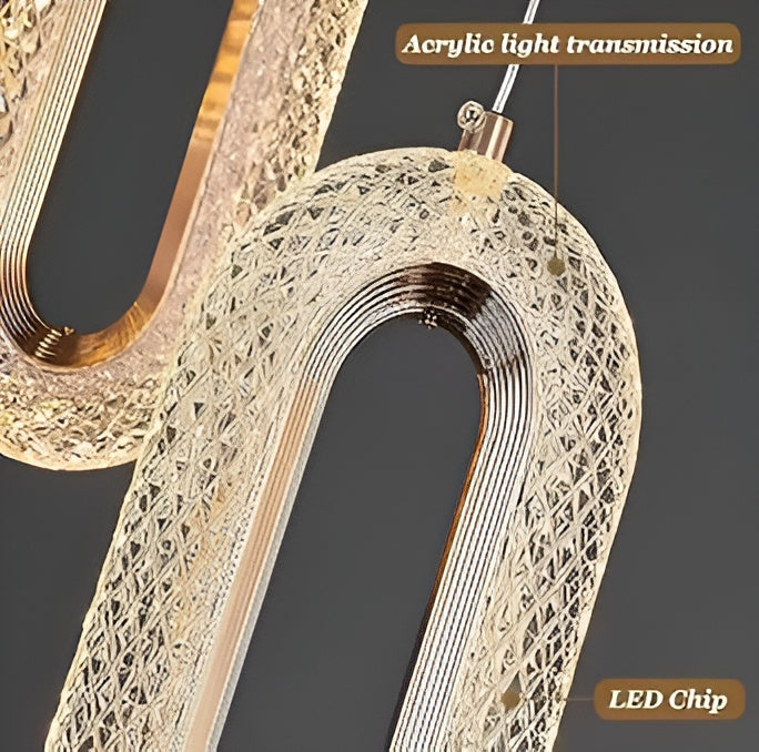 Oval Crystal LED Pendant Light – Gold, 3-Color, Height Adjustable