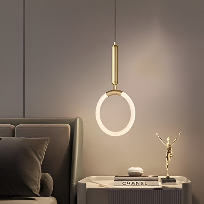 Modern Gold Ring LED Pendant – 3-in-1 Color, 1 Pack